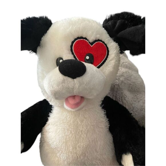 Build-A-Bear White Black Red Heart Kisses Puppy Dog Plush Stuffed Animal 18" - Picture 2 of 9